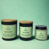 Motia scented soy candles in black jars available in three sizes